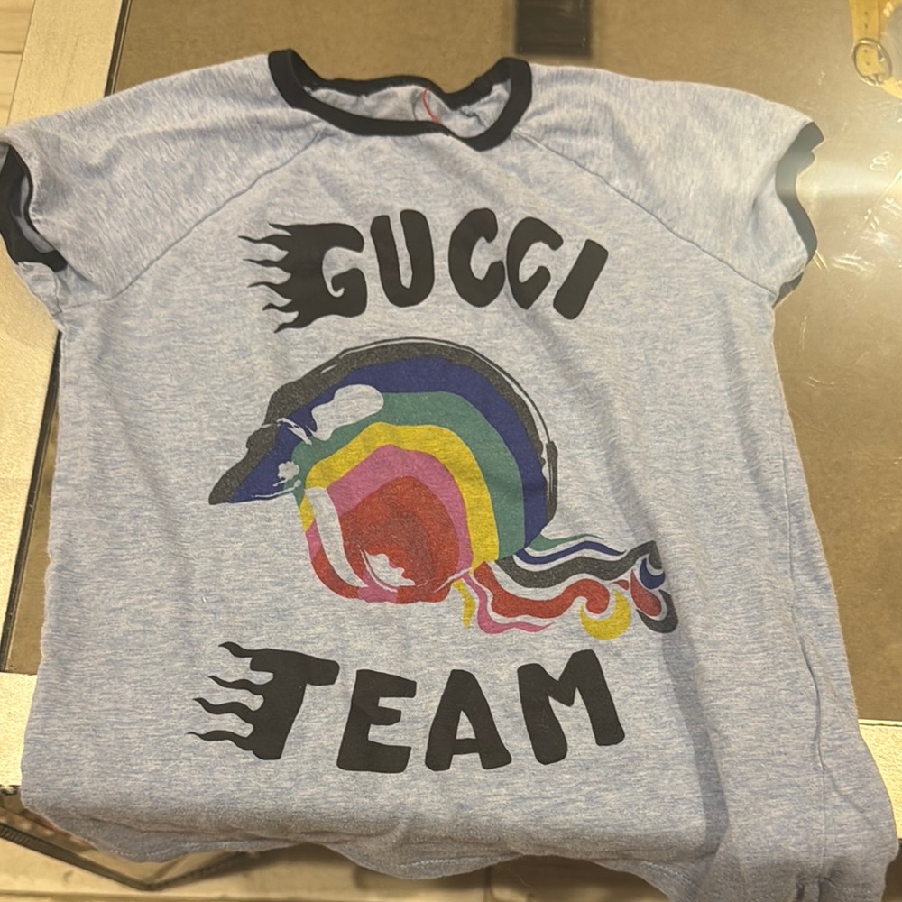 Gucci Blue Short Sleeve Tee Graphic Design